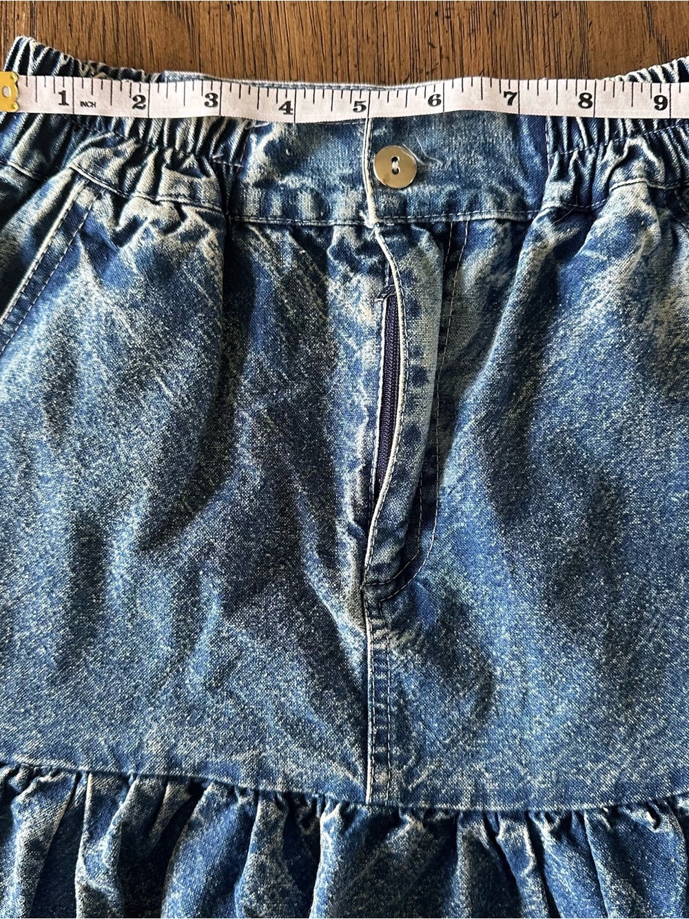 Vtg 80s 90s Pop Kids Denim 2 Pc Set Acid Wash Ruffle Skirt Butterfly Western 12 - Picture 13 of 16